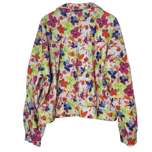 Emily Wonder Raven Kat Floral Corduroy Jacket Size 2X Balloon sleeve Colorful - Picture 2 of 10